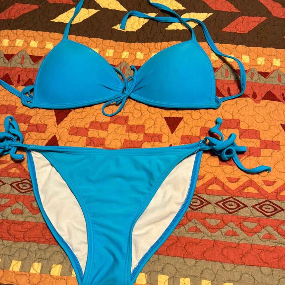 Turquoise String Bikini - image 1